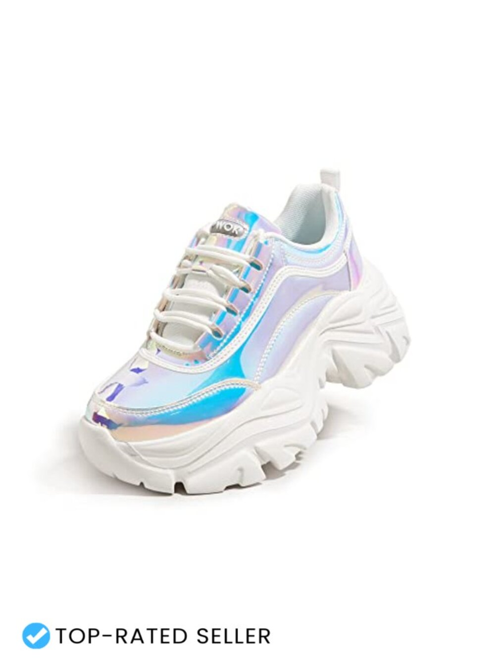 Chunky Platform Sneakers Faux Leather Lace-Up Walking Shoes Women